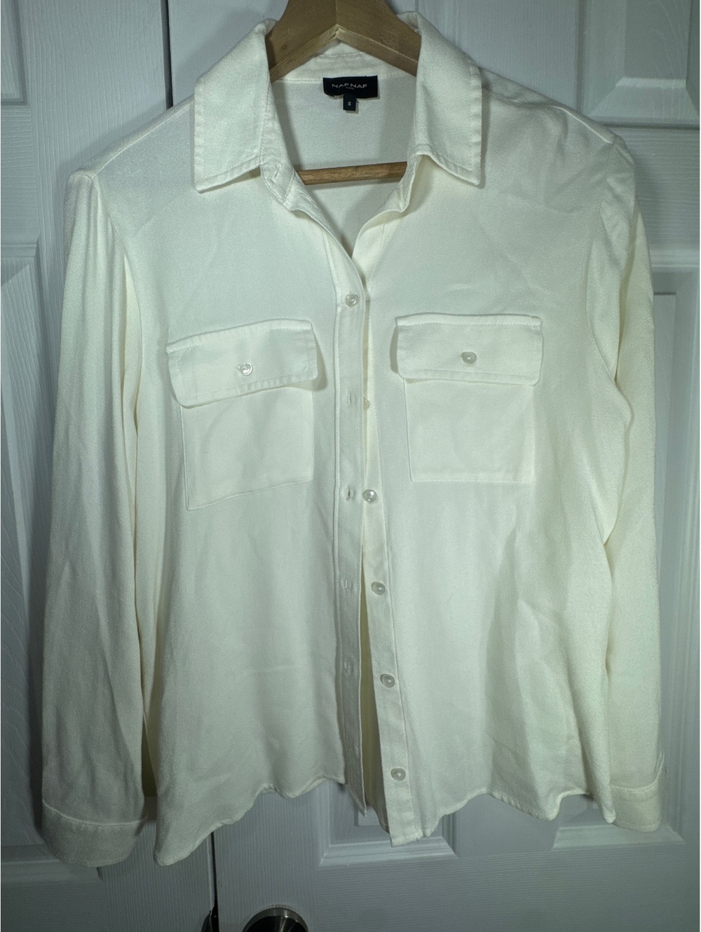 NAF NAF Cream Viscose Button-Up Shirt Size S/P